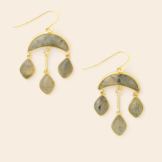 Stone Crescent Drop Earrings