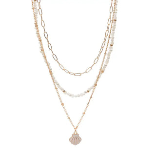 Shell Charm Necklace with Mixed Beads