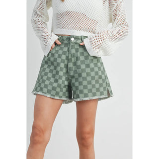 High Waisted Checkered Shorts