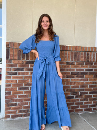 Jenny Wide Leg Smocked Jumpsuit