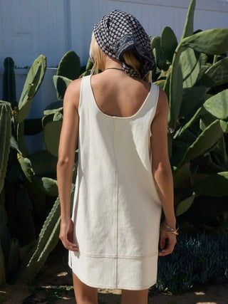 Ecru Sleeveless Casual Mini Dress