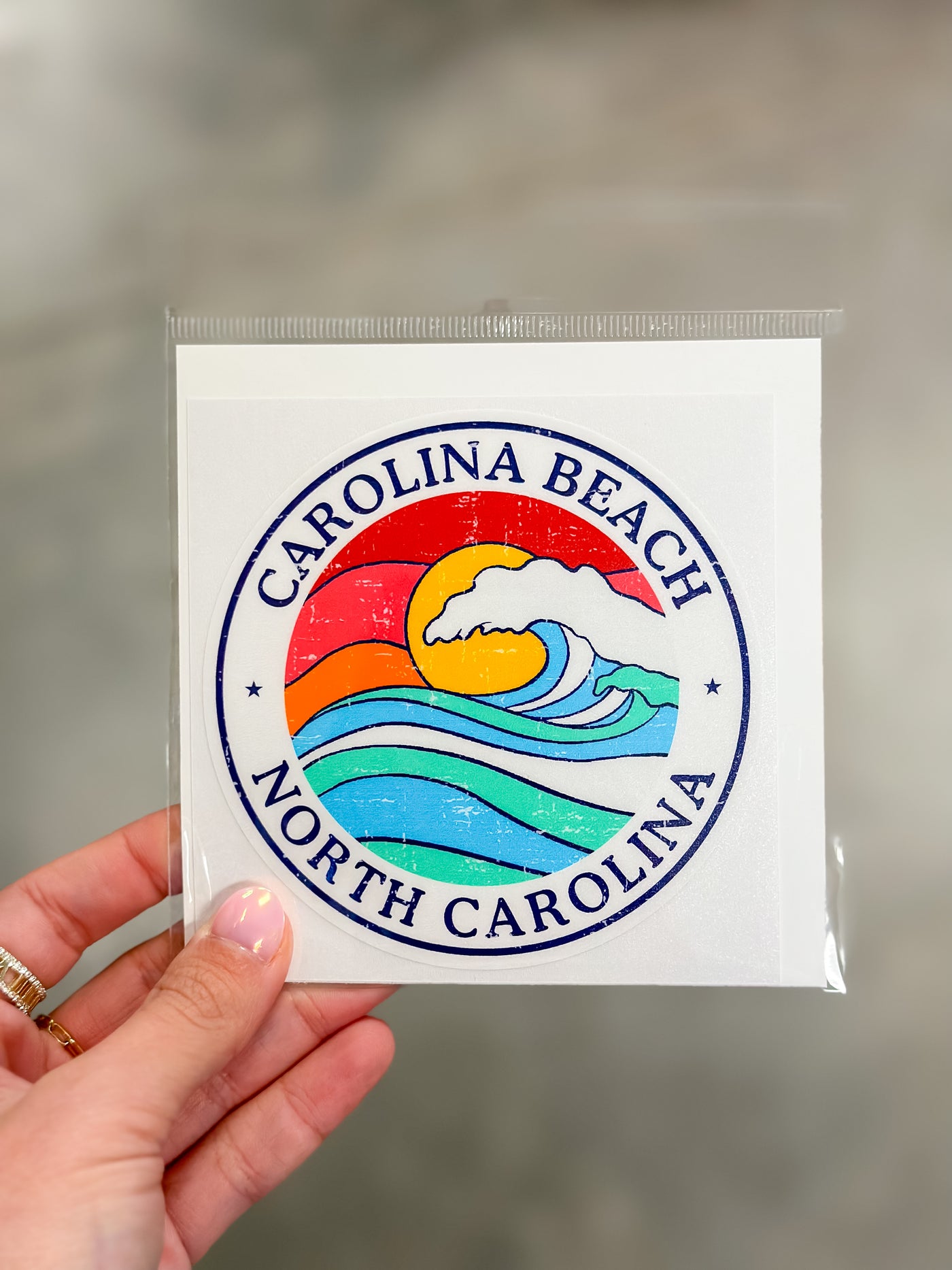 Carolina Beach Wave & Sun Sticker