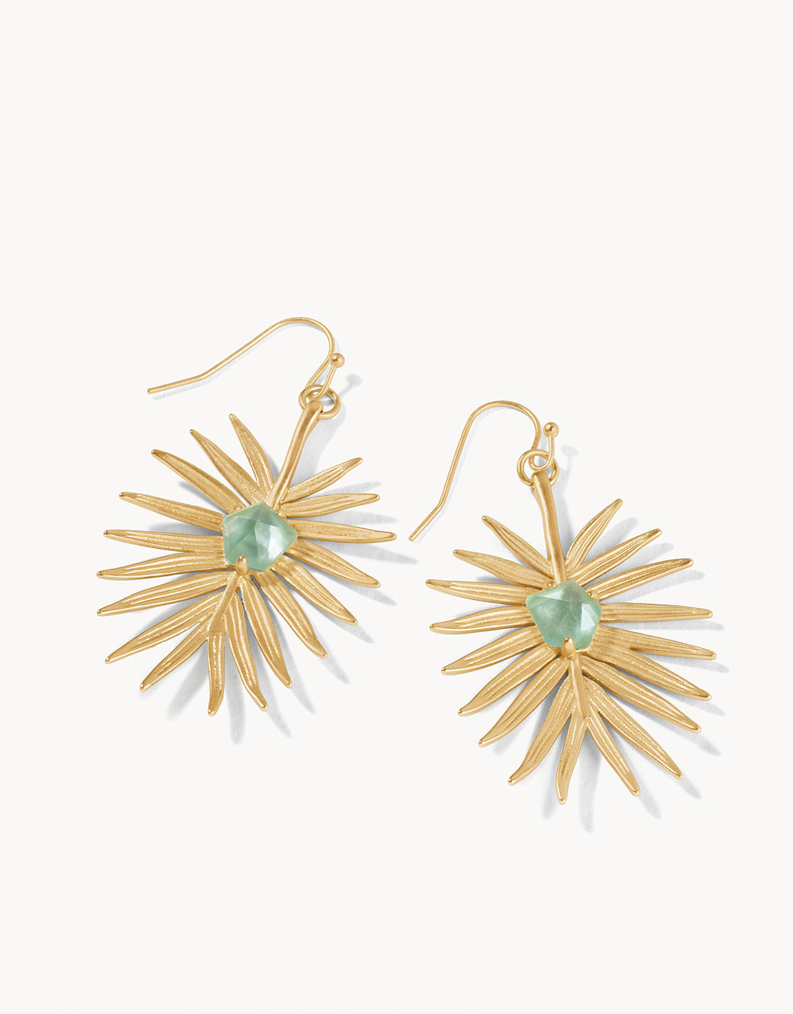 Spartina Palm Earrings Gold Aqua Pearlescent