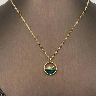 Whales At Sea Gold-Plated Charm Pendant Necklace