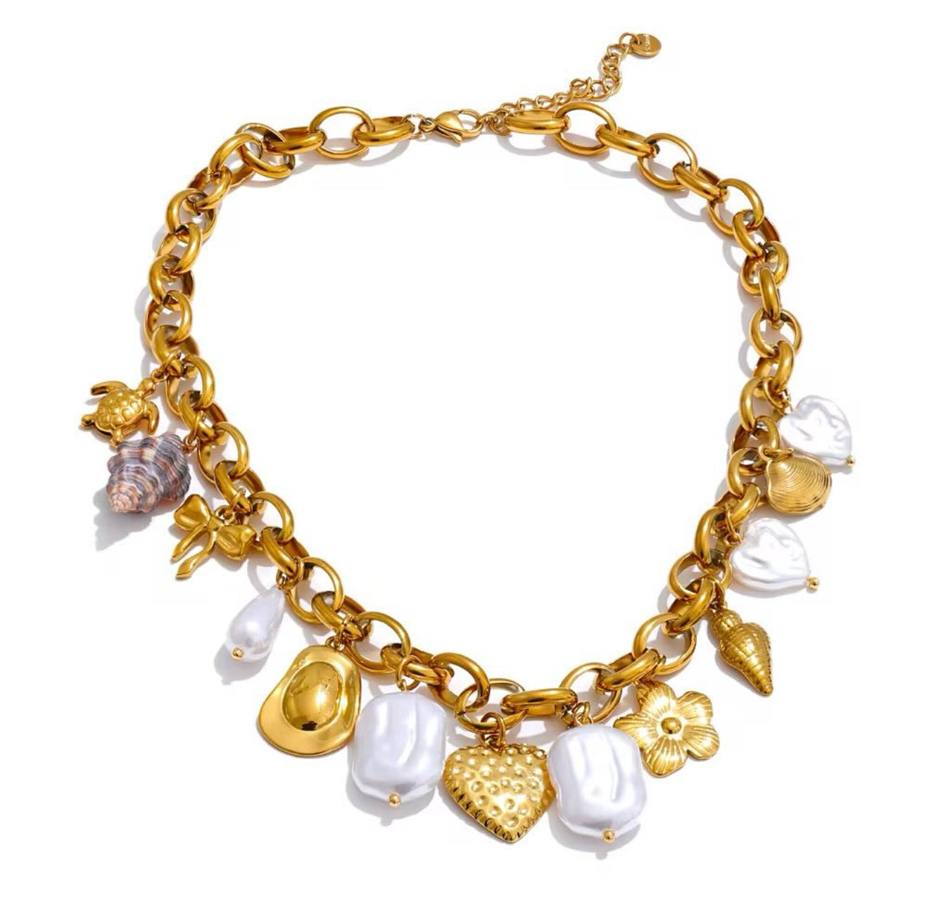 Large Pearl Chunky Charm Necklace