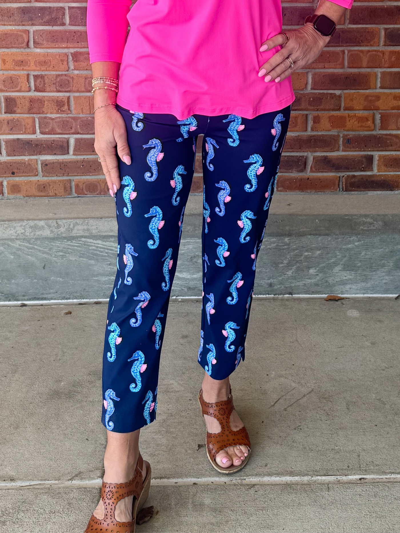 LuLu B Navy Seahorse Secret Pocket Capri