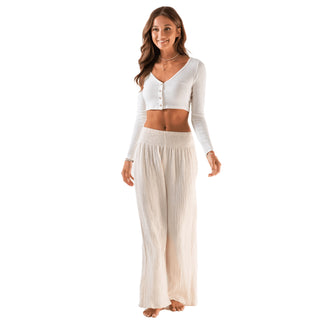 Everyday Casual Wide Leg Cotton Pant
