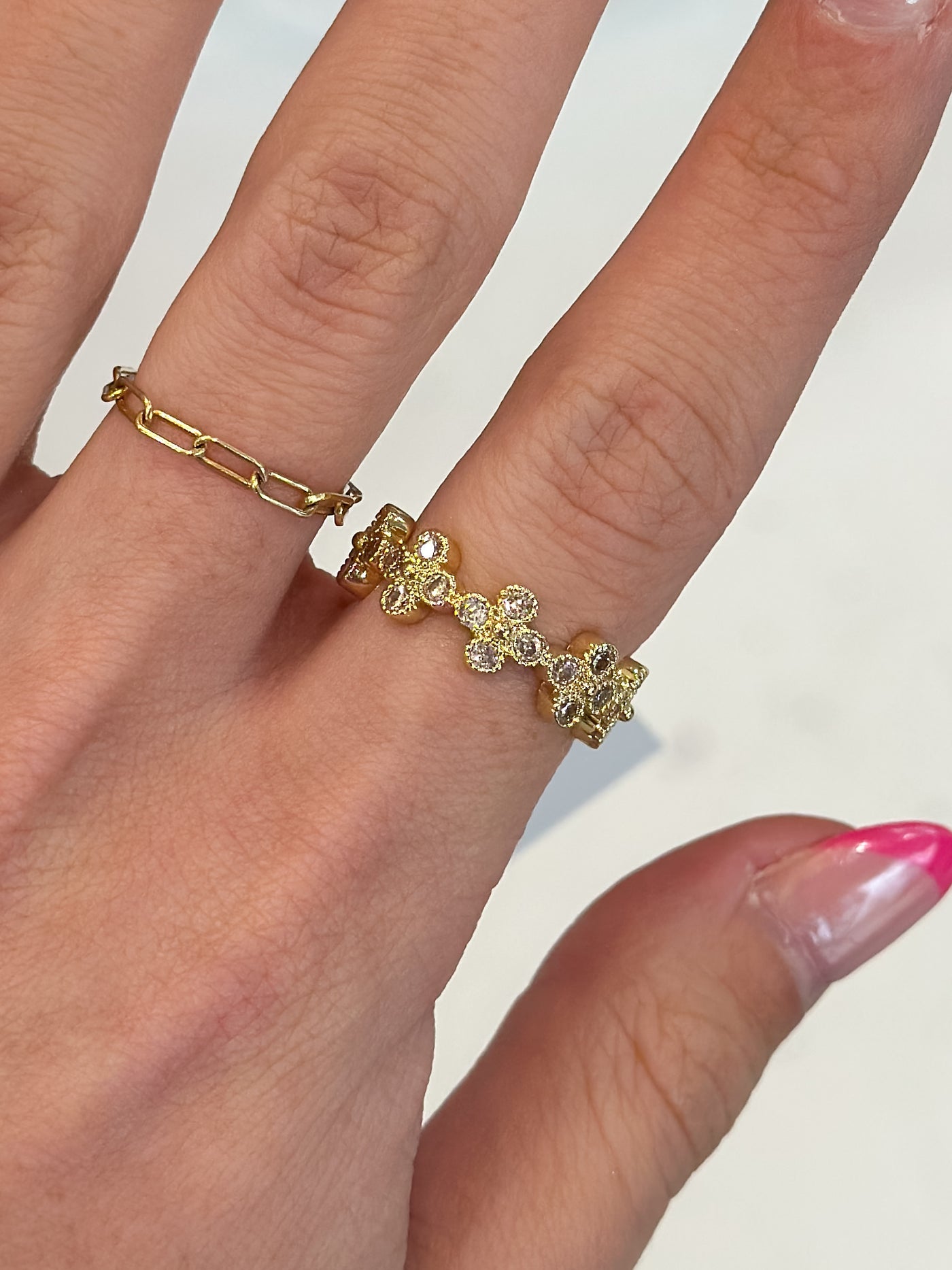 CZ Gold Clover Ring