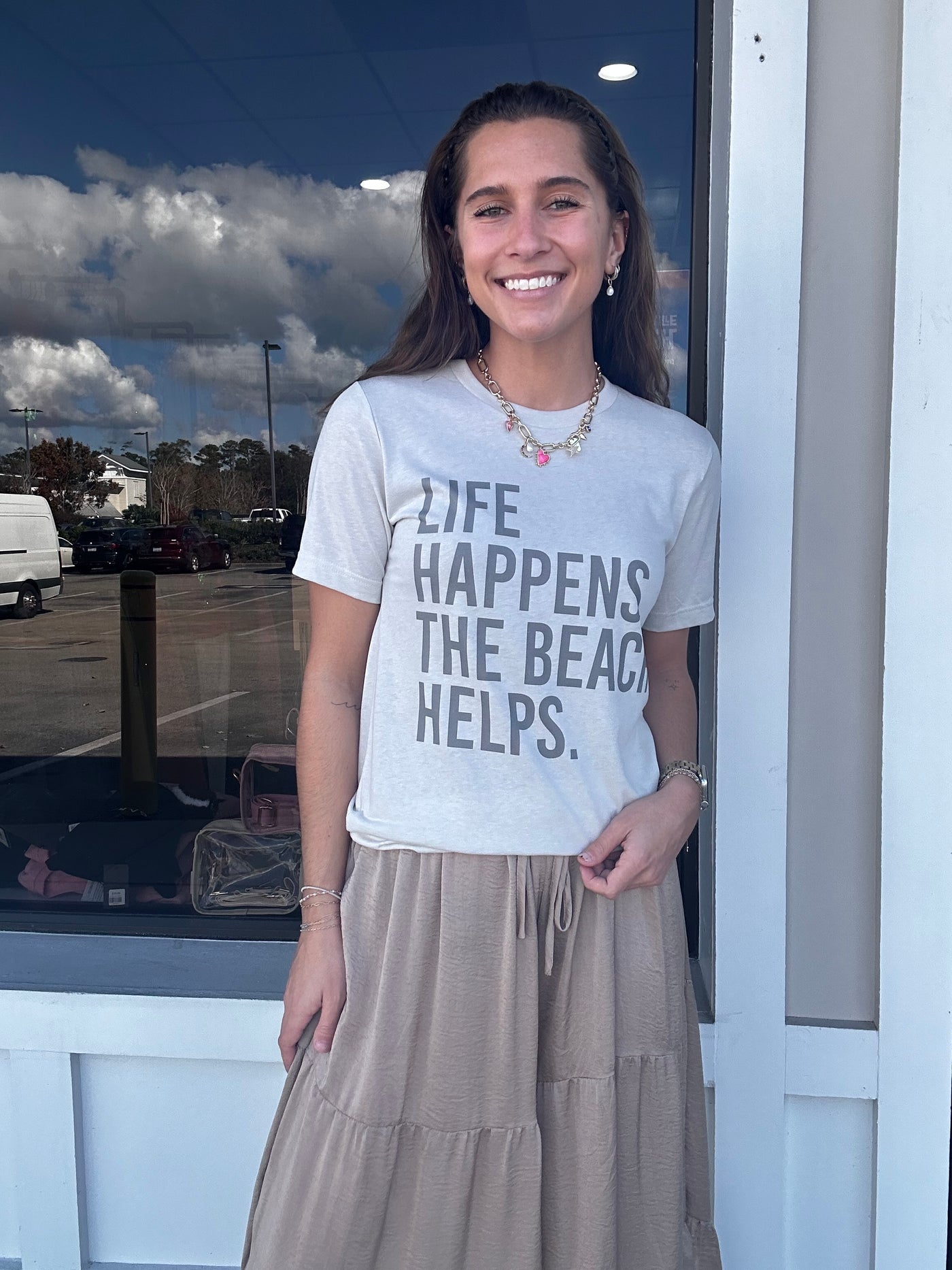 "Life Happens, The Beach Helps" Graphic Tee