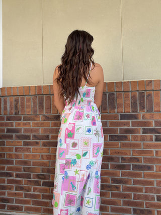 Tropics Stamp Maxi  Dress