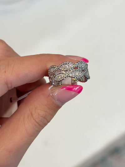 CZ Silver Twisted Ring