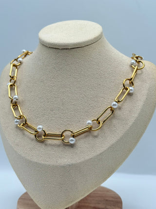 Paperclip & Pearl Necklace