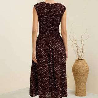 Smocked Polka Dot Midi Dress