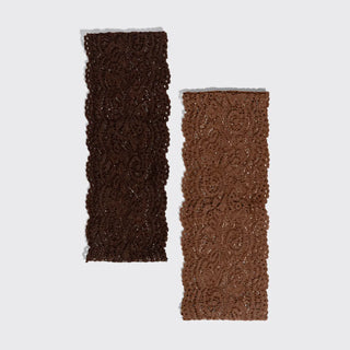 KITSCH Wide Lace Elastic Headbands 2pc Set - Mocha & Chocolate