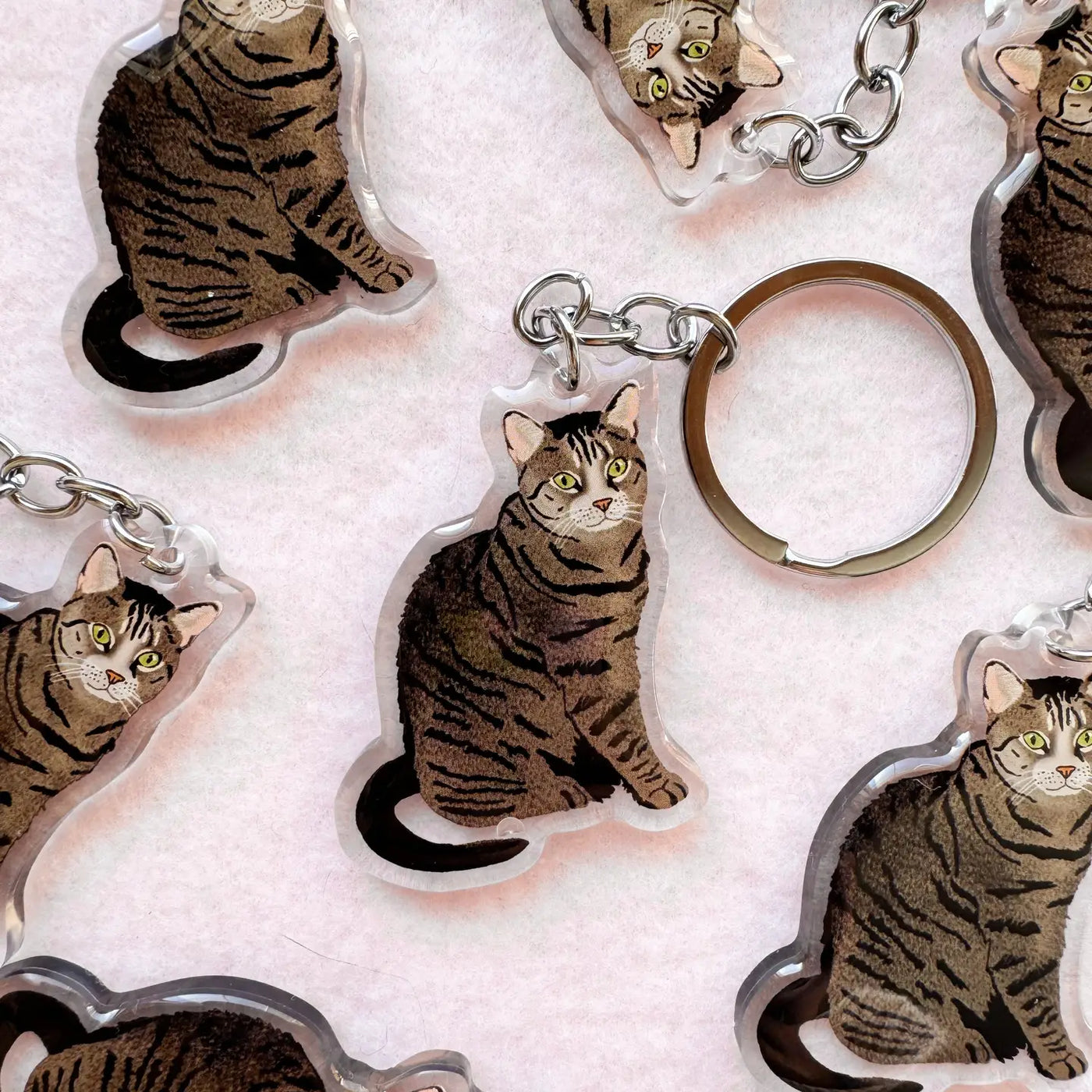 Domestic Shorthair, Tabby (Brown) Keychain