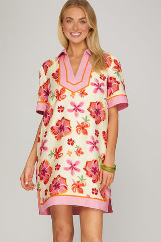 Collared Floral Woven Mini Dress