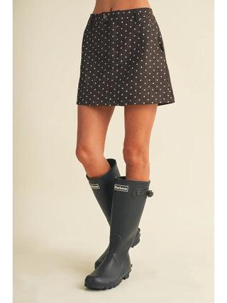 A-Line Polka Dot Utility Skirt