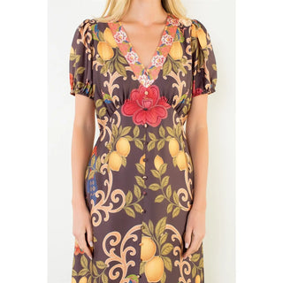 THML Short Sleeve Vibrant Patterened Dress