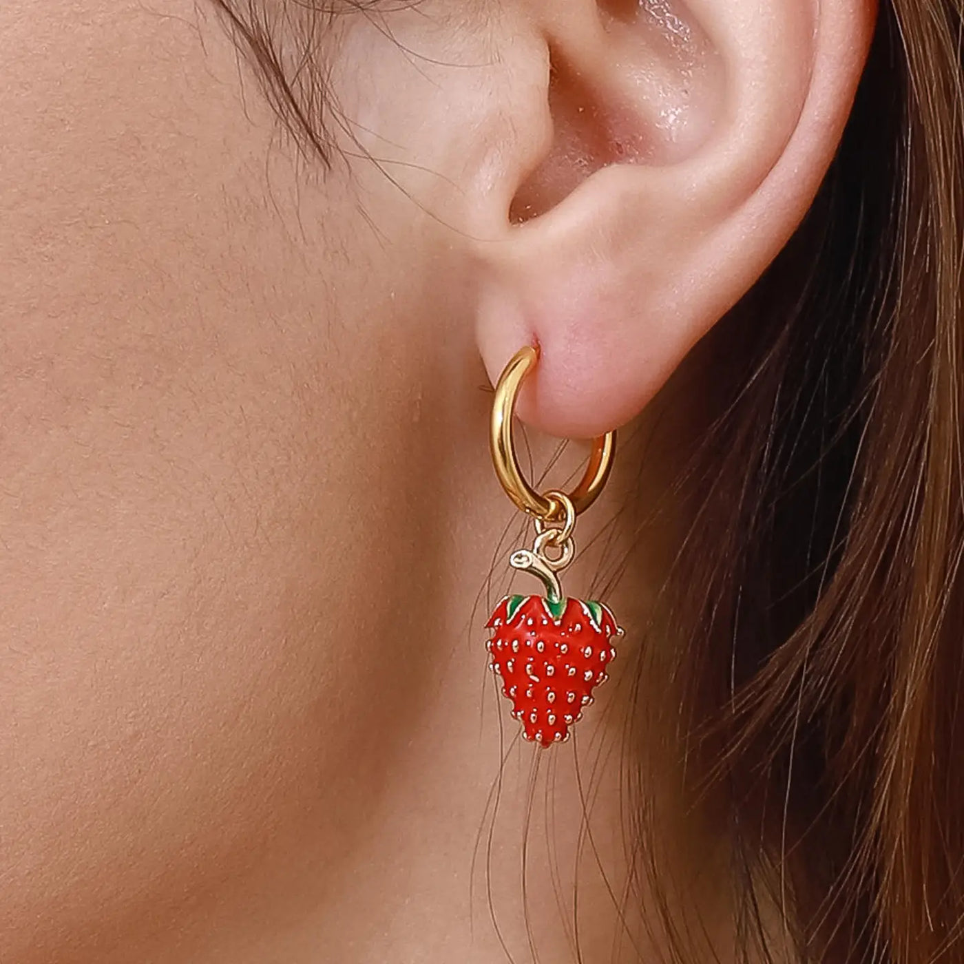 Strawberry Huggie Earrings