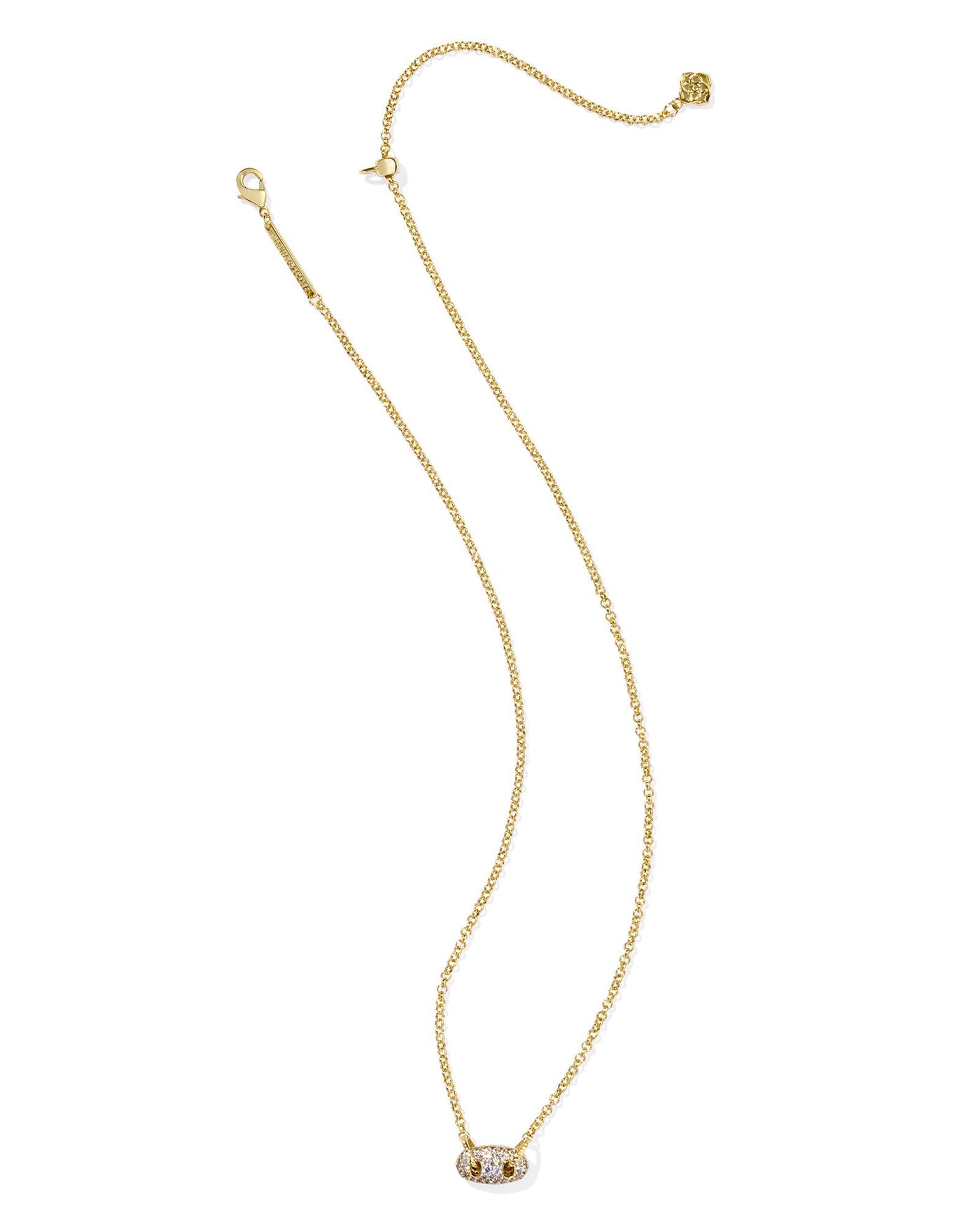 Bailey Pave Pendant Necklace Gold White Crystal