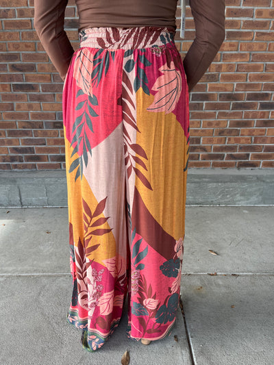 Easel Print Wide Palazzo Pants