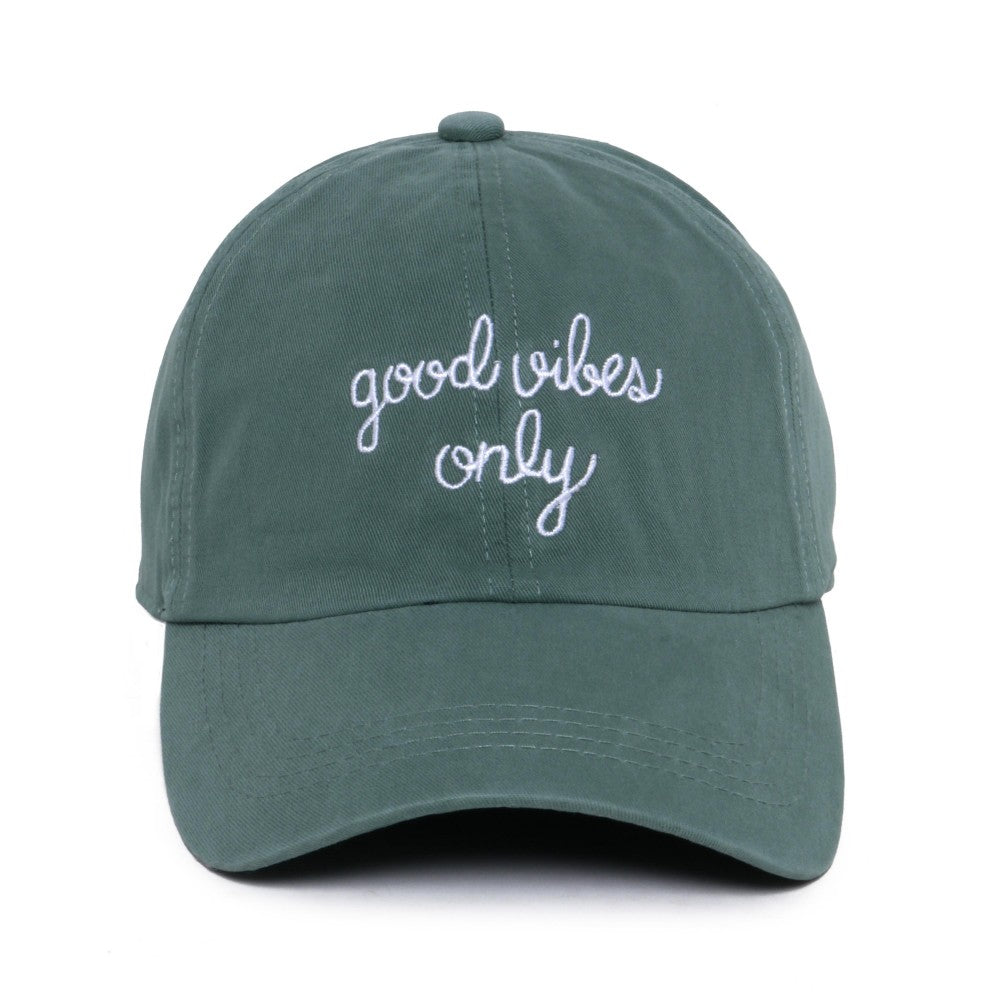 'Good Vibes Only' Embroidered Baseball Cap