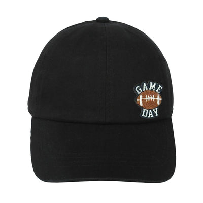 Off Center Chenille Patch 'GAME DAY' & Football Baseball Cap