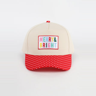 Merry & Bright Polka Dot Embroidered Baseball Cap