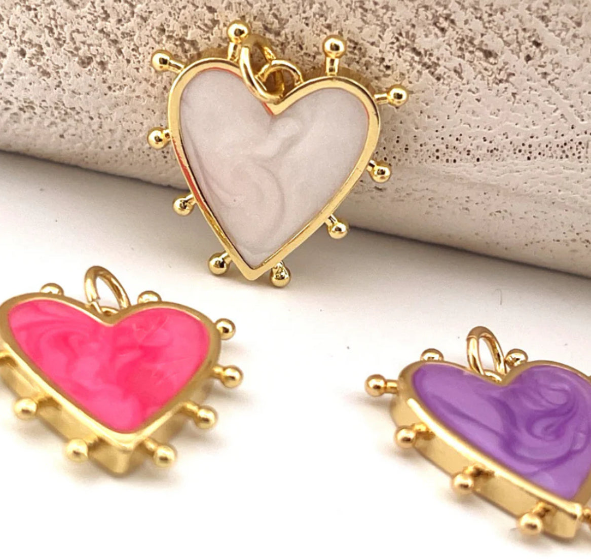 Studded Heart Gold Charm