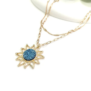 Sunburst Druzy Pendant Necklace