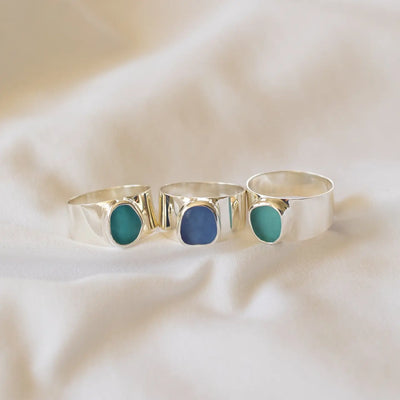 Blue Bold Seaglass Ring