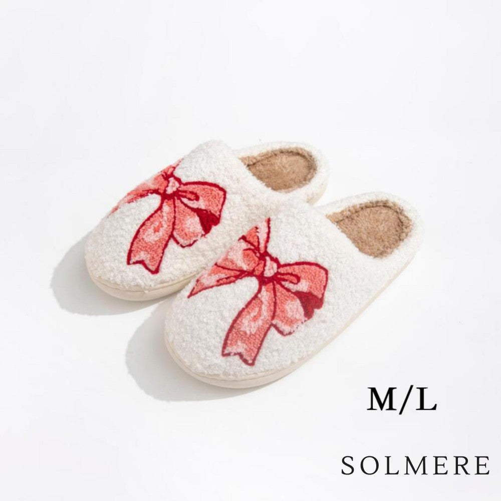 Pink Bow Slide On Slippers