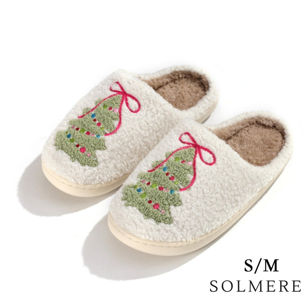 Bow Christmas Slide On Slippers