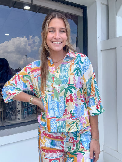 Vacay Abroad Button Down Top