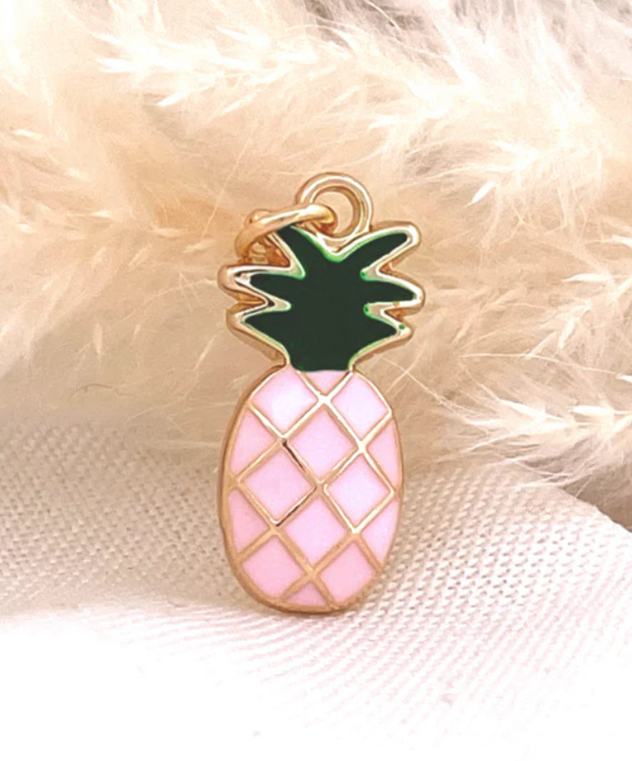 Pink Pineapple Gold Charm