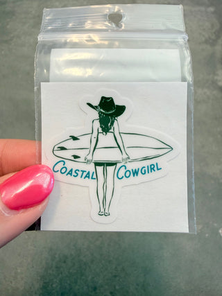 Coastal Cowgirl Surfboard Cell Phone Sticker