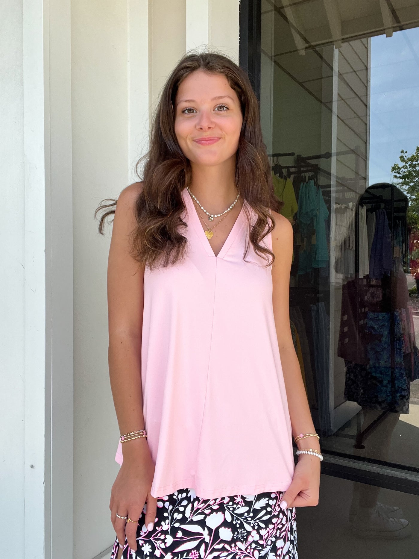 LuLu B Solid V-Neck Tank