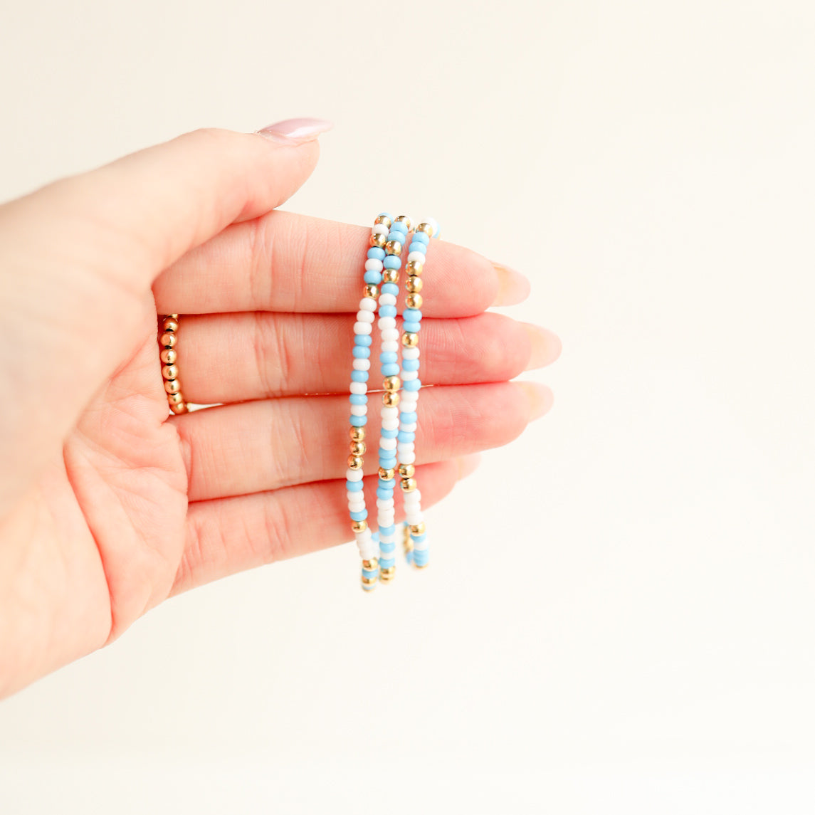 Blue and White Sprinkle Bracelet