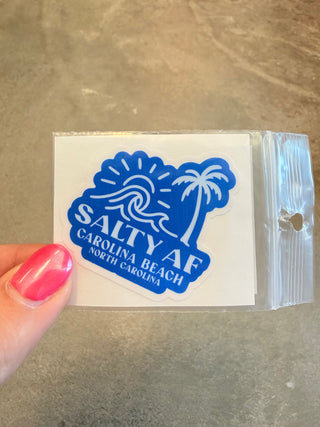 Salty AF Blue Carolina Beach Cell Phone Sticker