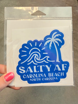 Salty AF Blue Carolina Beach Large Sticker