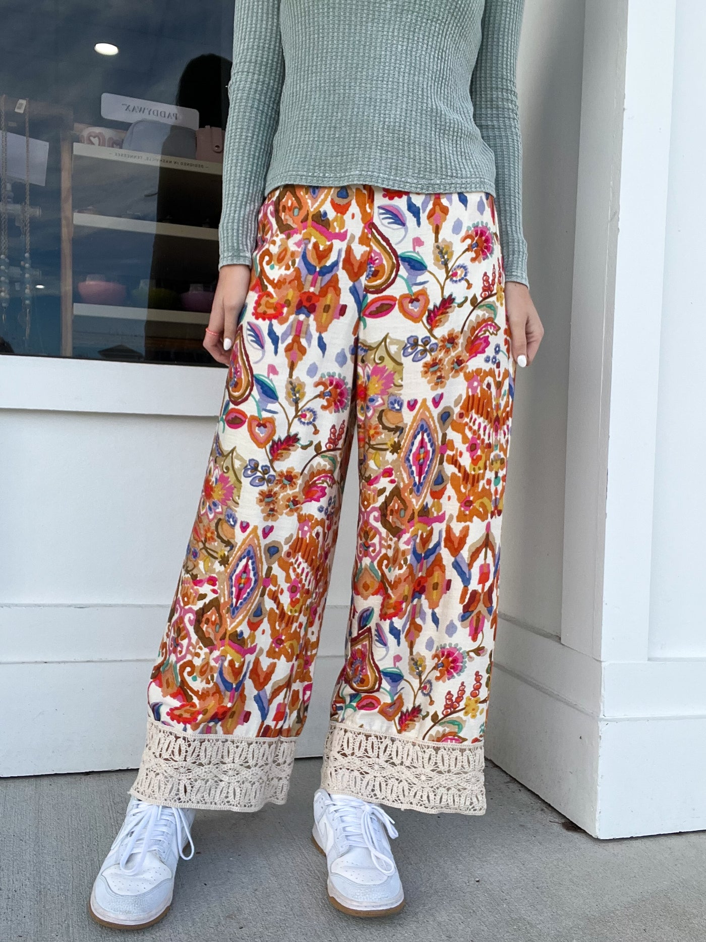 Umgee Abstract Print Wide Leg Pants