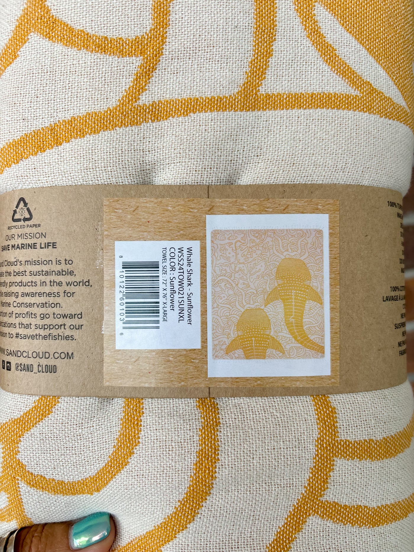 Sand Cloud Whale Shark Sunflower XL Towel Salty Chic Boutique