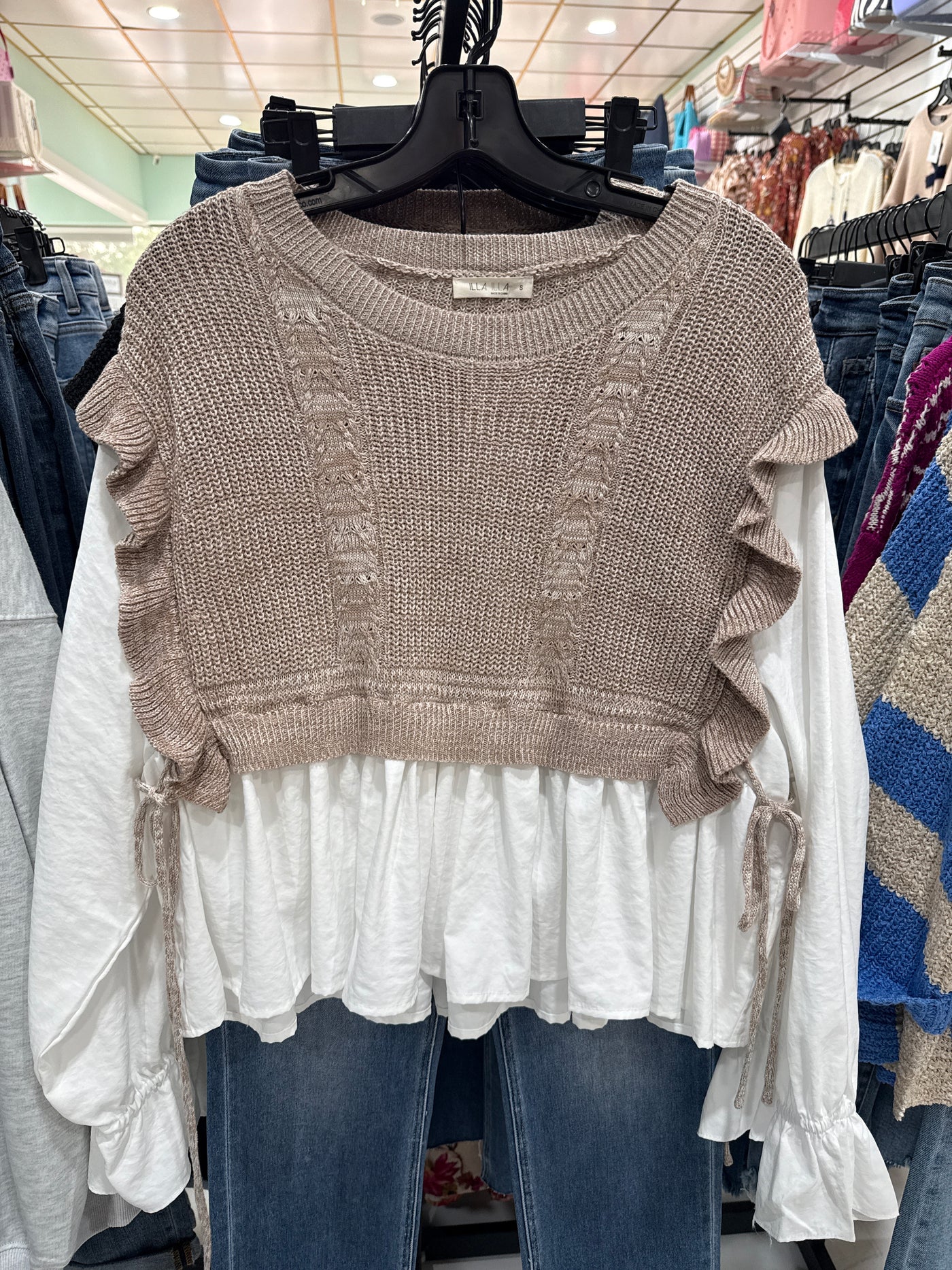 Knitted Vest & Blouse Top