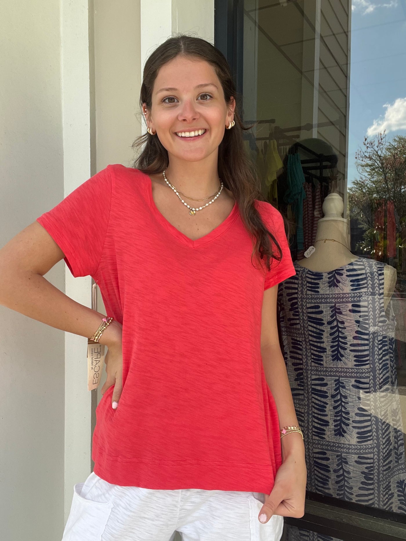 Escape by Habitat Cotton Slub V-Neck Tee