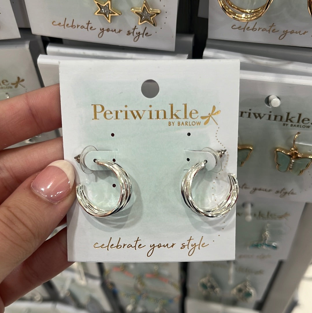 Periwinkle Silver Hoop Earrings