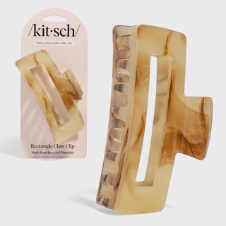KITSCH Recycled Plastic Jumbo Open Shape Claw Clip - Chocolate Marble