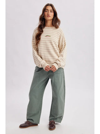 Striped Fish Coastal Graphic Sweater
