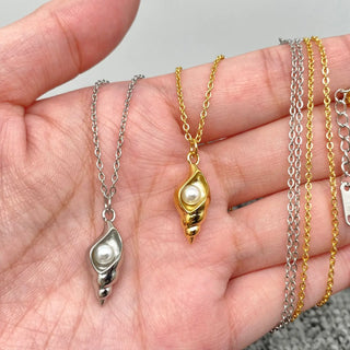 Pearl Conch Charm Necklace