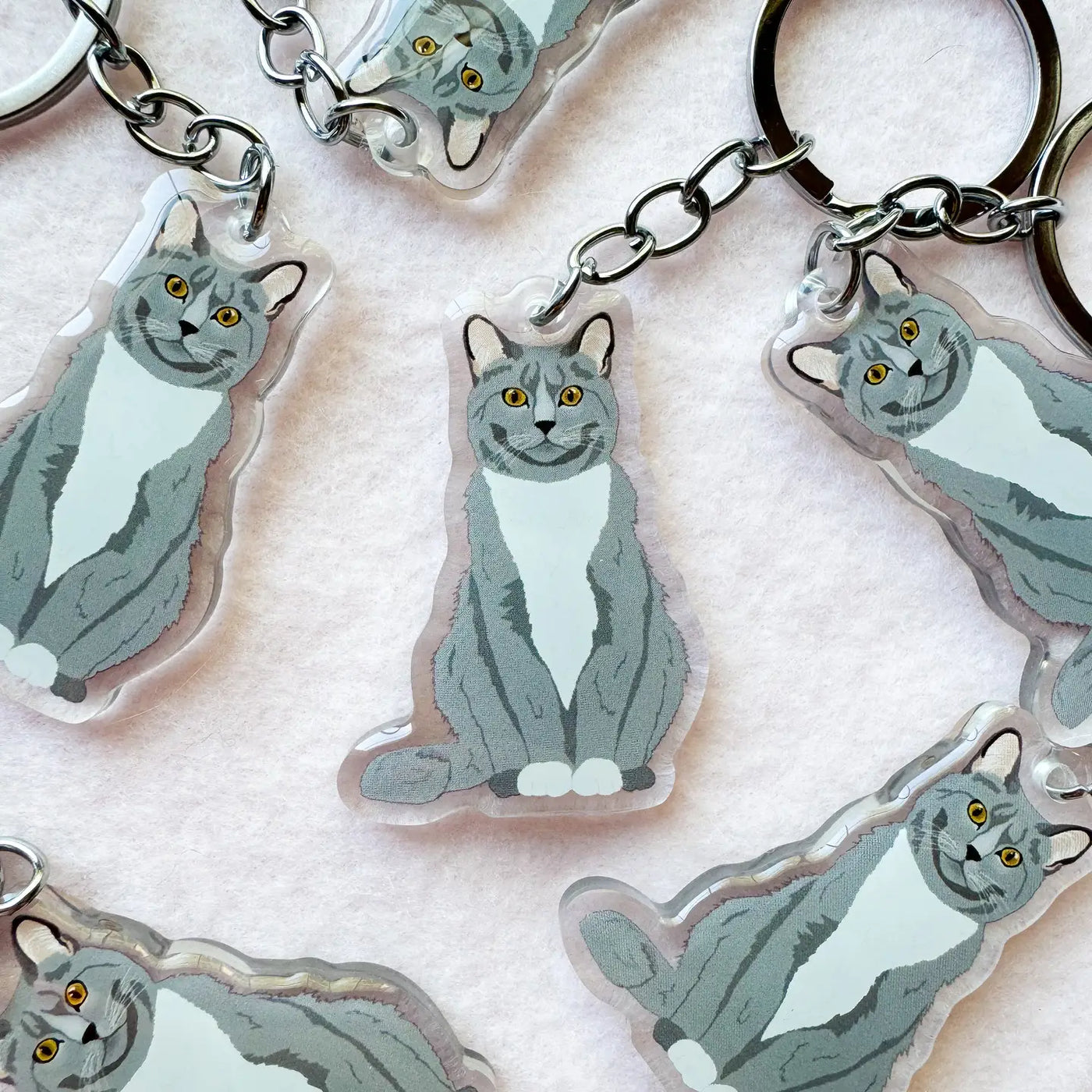 Gray Tuxedo Cat Keychain