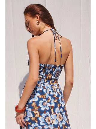 Printer Halter Midi Dress